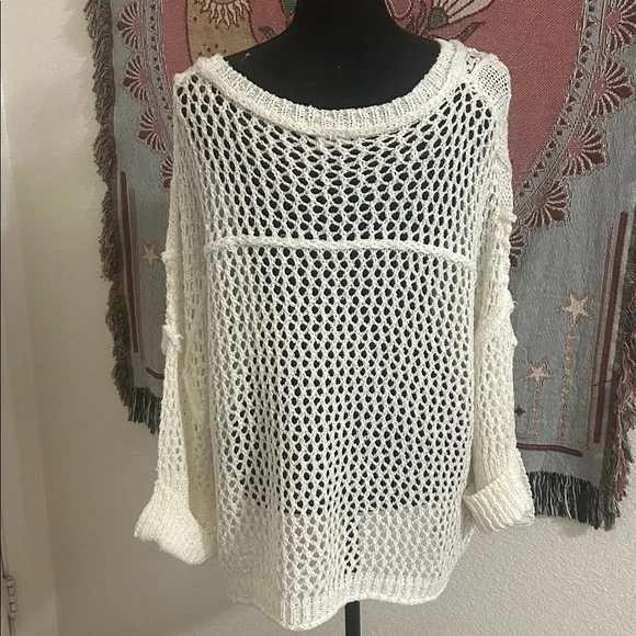 EUC POL -Open-Knit Sweater - White/cream. One size. - Picture 3 of 4